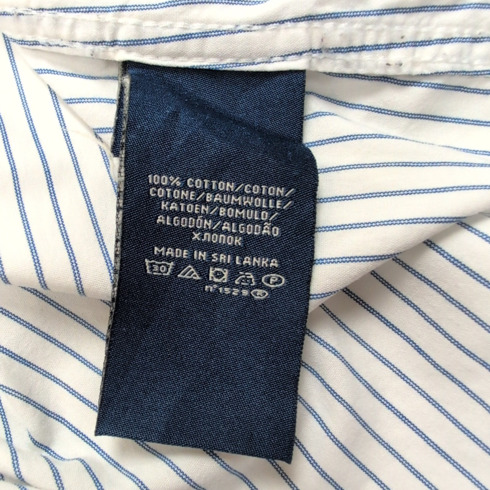 Chemise Ralph Lauren M Slim Fit Blanc Rayures Bleu Logo Drapeau USA Vintage