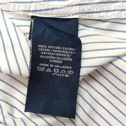 Chemise Ralph Lauren M Slim Fit Blanc Rayures Bleu Logo Drapeau USA Vintage