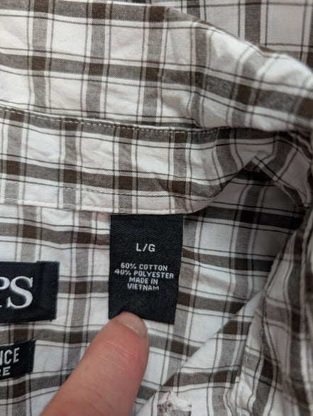 Chemise Chaps manches courtes marron et blanc à carreaux taille L #231msch
