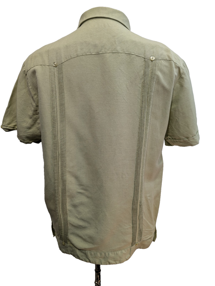 Chemise Hawaïenne HAVANA Vert Pâle Relief & 4 Poches - Taille M