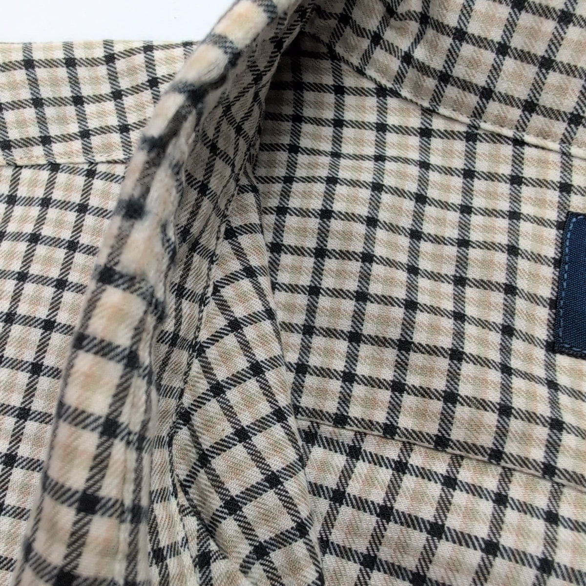 Chemise Ralph Lauren Blake M Flanelle Carreaux Crème Bleu Marine manches longues