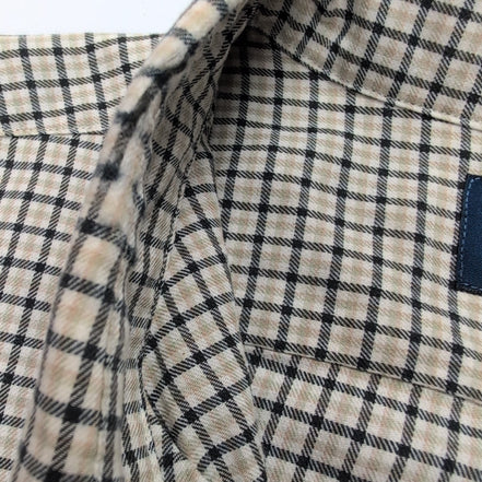 Chemise Ralph Lauren Blake M Flanelle Carreaux Crème Bleu Marine manches longues