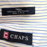 Chemise Chaps twill bleu rayures manches longues 1 poche XXL 3XL
