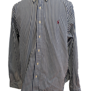 Chemise Ralph Lauren Custom Fit Taille XXL Bleu Marine Rayures Manches Longues