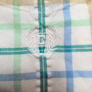 Chemise Manches Courtes Chaps 100% Coton Carreaux Gauffrés Vert Taille XL Poche