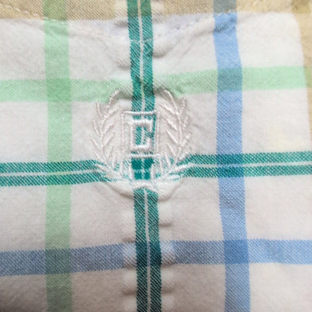 Chemise Manches Courtes Chaps 100% Coton Carreaux Gauffrés Vert Taille XL Poche