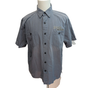 Chemise Harley-Davidson L Grise Rayures Broderies Avant Dos Manches courtes