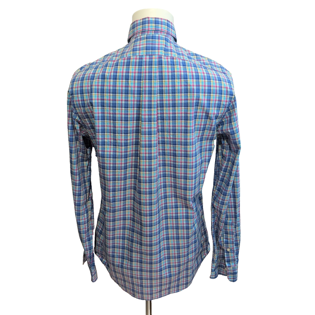Chemise Ralph Lauren Homme S Bleu Jaune Rose Carreaux Logo Jaune Coton