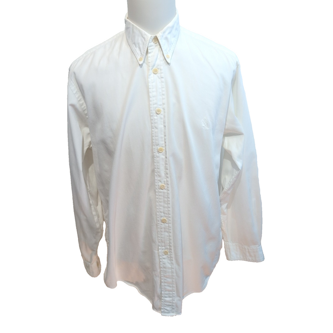 Chemise Nautica vintage col pointe L blanche coton logo brodé rare manches long