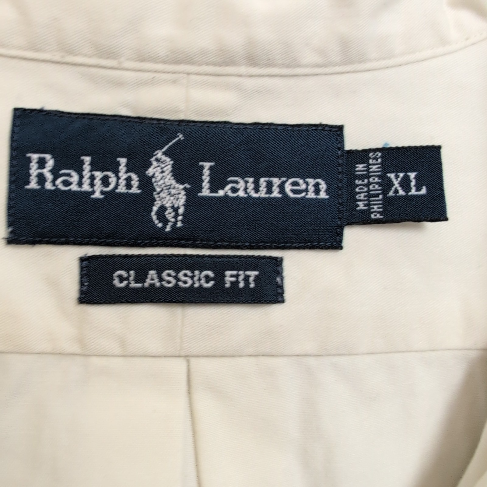 Chemise Ralph Lauren XL Blanc Cassé Classic Fit Logo Brodé Manches Longues