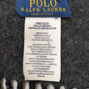 Écharpe Polo Ralph Lauren Réversible Logo Géant Laine Vierge Marine Gris Italy