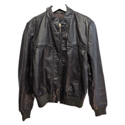 🧥 VINTAGE BERMAN'S Blouson Cuir Marron Veste Biker Bomber Zippé T. 40 M/L |39c