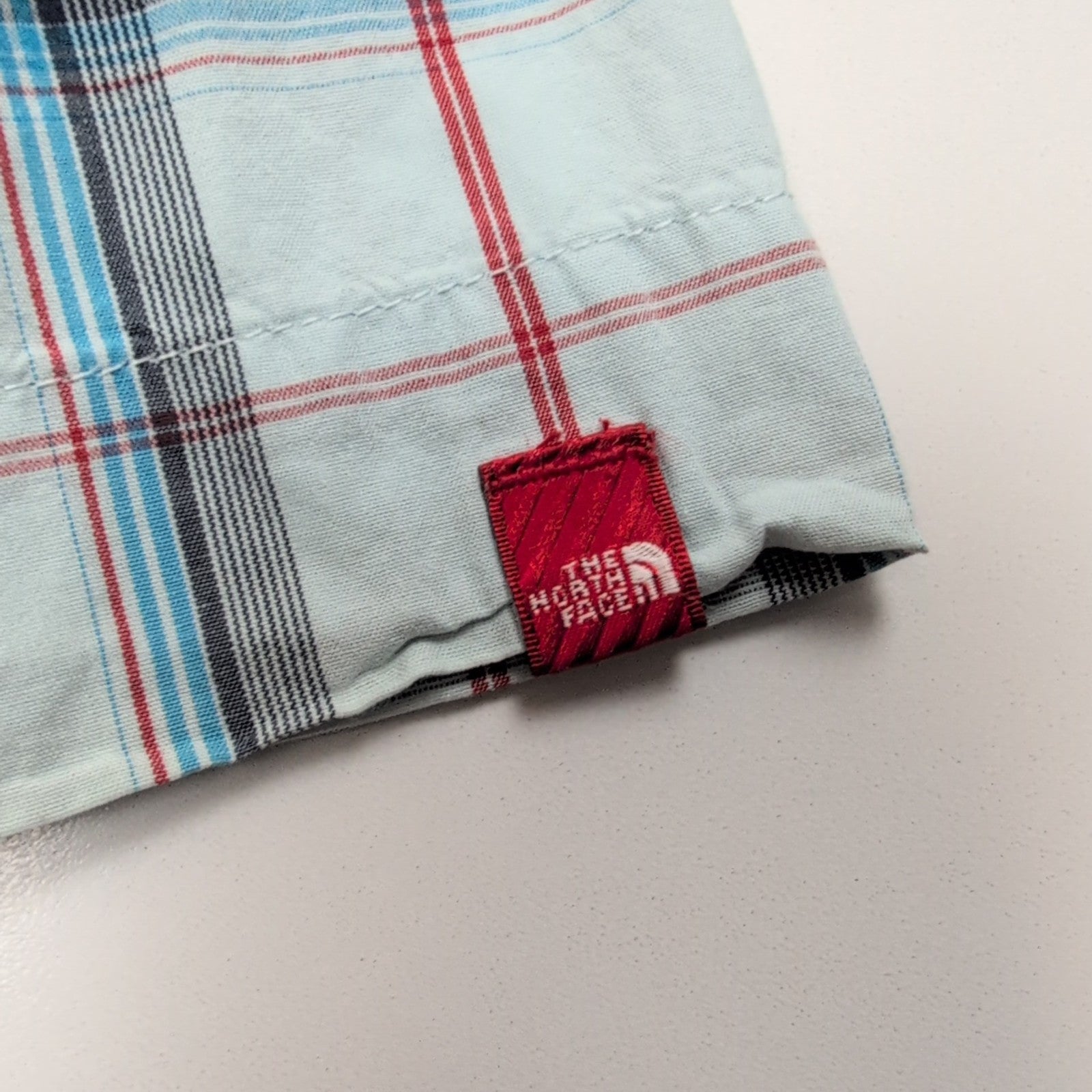 Chemise The North Face M Bleu Rouge Carreaux Manches Courtes Coton