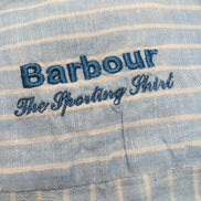 Chemise BARBOUR Homme M Lin Bleu Ciel à Rayures Manches Courtes Poche