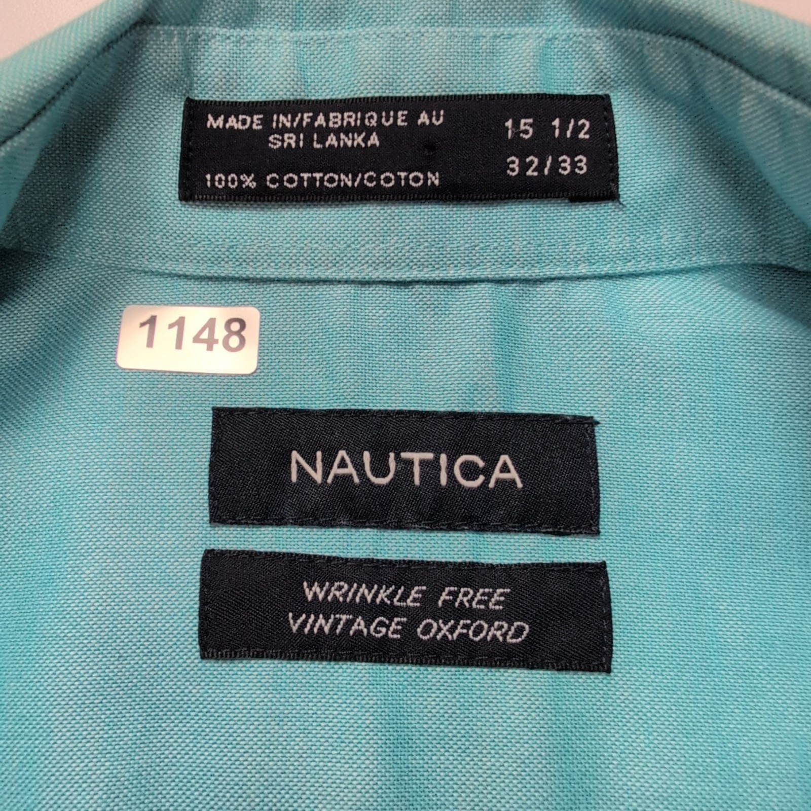 Chemise Nautica Wrinkle Free Vintage Oxford M/L Turquoise Unie manches longues