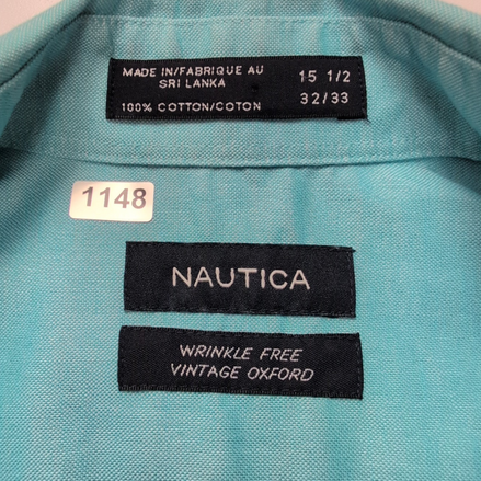 Chemise Nautica Wrinkle Free Vintage Oxford M/L Turquoise Unie manches longues