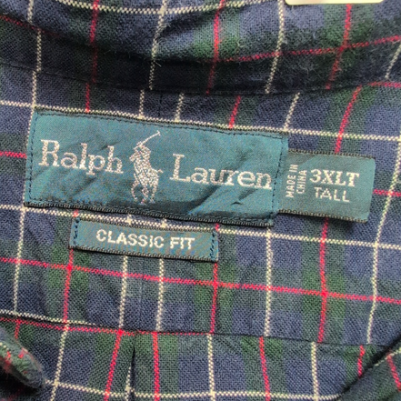 Chemise Ralph Lauren 3XLT 3XL 4XL Classic Fit Flanelle Carreaux Logo Rouge