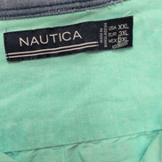 Chemise Nautica 2XL 3XL Turquoise Ramie (Lin) Coton Manches courtes Logo Brodé