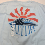 T-shirt Salt Life L Bleu Clair Manches Longues Graphique Neuf Étiquette