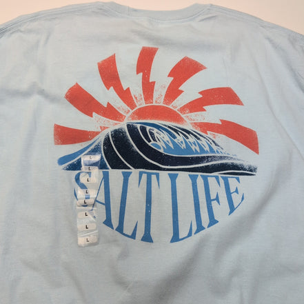 T-shirt Salt Life L Bleu Clair Manches Longues Graphique Neuf Étiquette