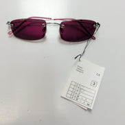 Lunettes de soleil Y2K Rectangulaires Sans Monture Verres Bordeaux Branches Fine