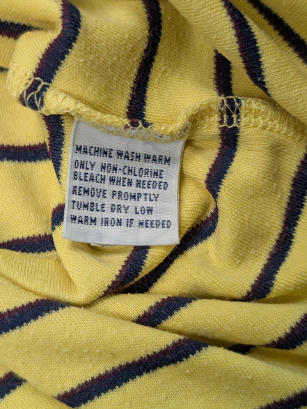 Polo manches courtes Polo Ralph Lauren M jaune rayures marine logo rouge coton