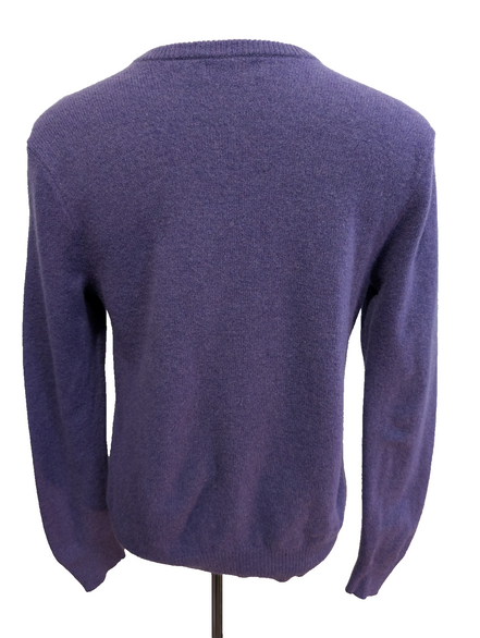 Pull POLO RALPH LAUREN Col V 100% Laine Violet Logo Vert Taille M / L