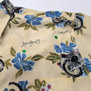 Chemise Hawaïenne East Island Surf XL Jaune Moto Feuillage Boutons Bois