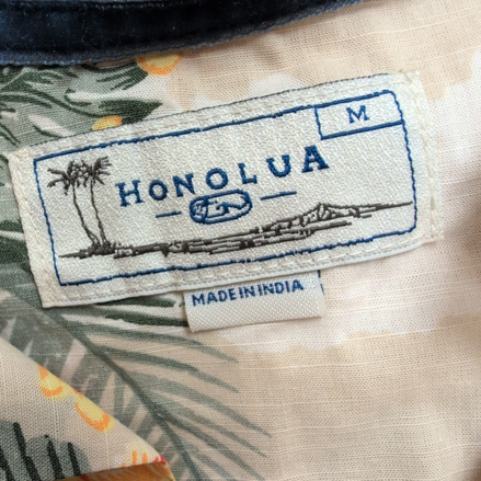 Chemise Hawaïenne Honolua Coton Beige Floral Boutons Bois L