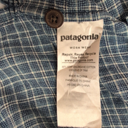 Chemise Patagonia S Bleu Carreaux Chanvre Coton Bio Manches Courtes
