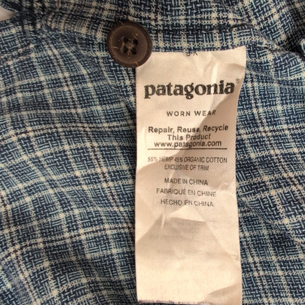 Chemise Patagonia S Bleu Carreaux Chanvre Coton Bio Manches Courtes