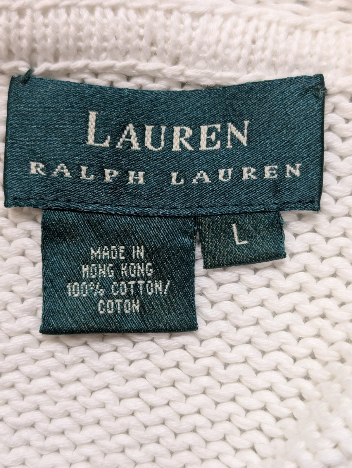 Gilet Zippé Lauren Ralph Lauren Femme Blanc 100% Coton à Capuche Taille L