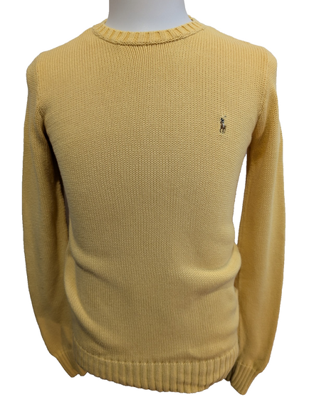 Pull POLO Ralph Lauren - Col rond Jaune 100% Coton - Coupe étroite - Taille L/S