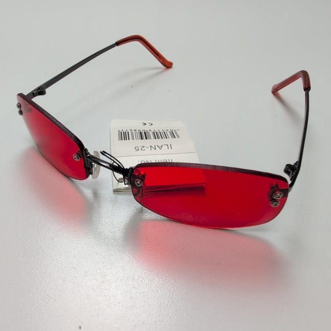 Lunettes de soleil Y2K Cyber Rimless Teintées Rouge Branche Fine Métal