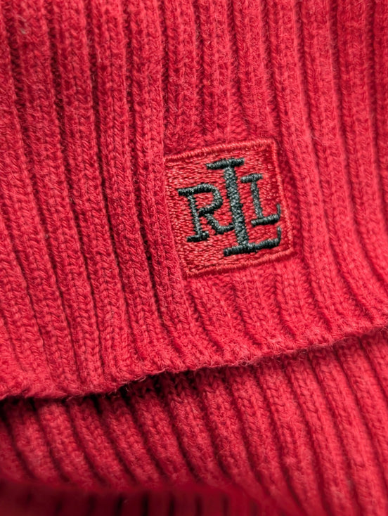 Pull LAUREN RALPH LAUREN Rouge Rayé Noir Manches Longues Col Roulé - Taille M