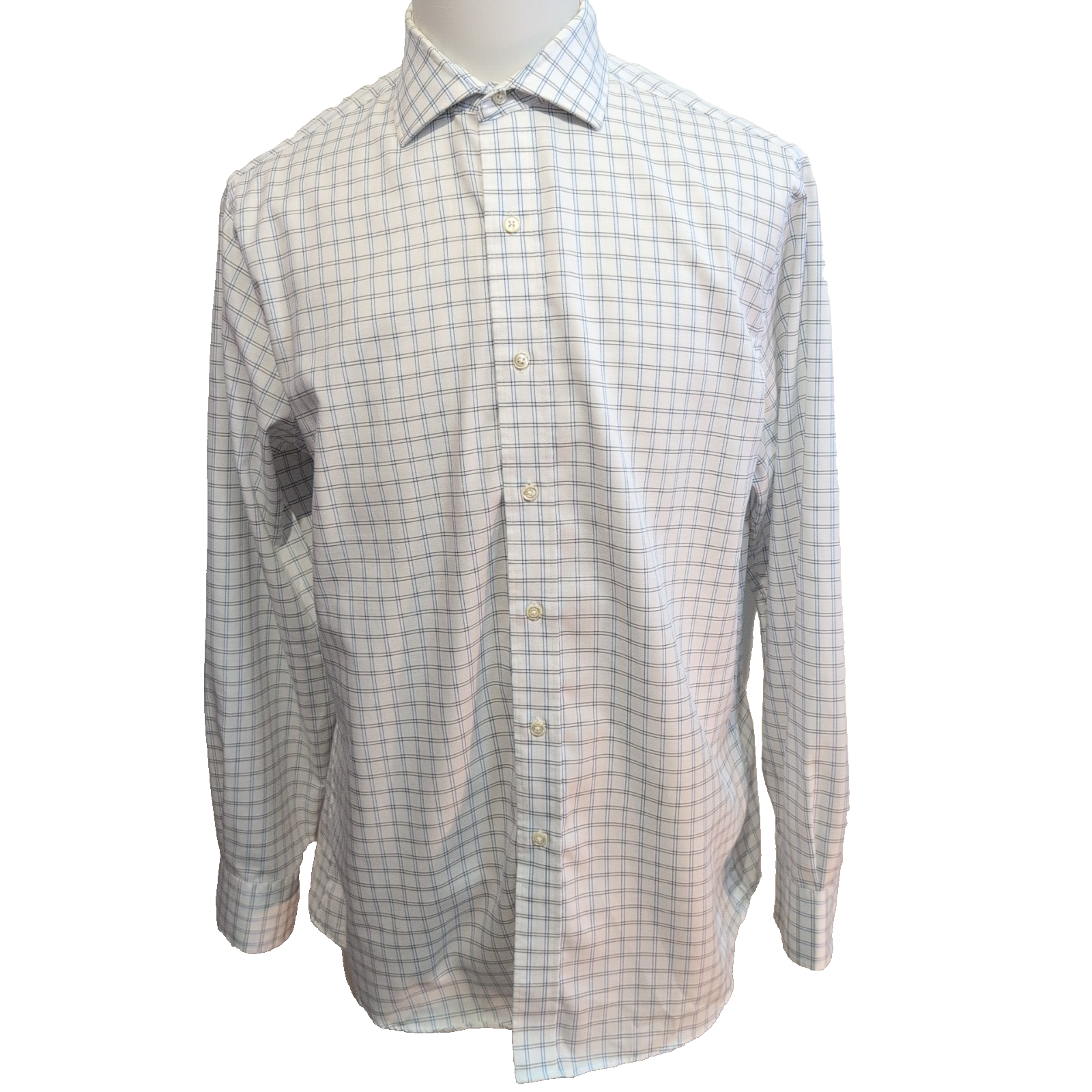 Chemise Tommy Hilfiger Homme L/XL Blanche Carreaux Bleus Kaki Coton