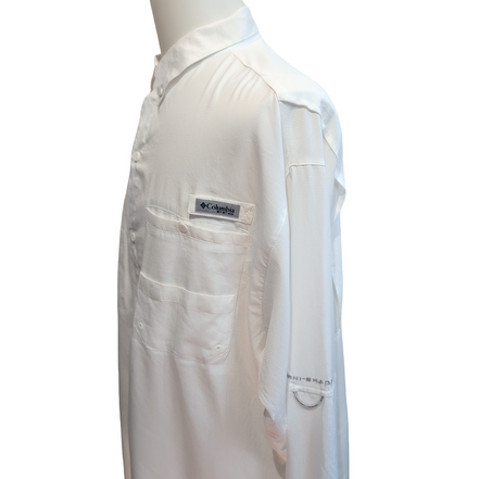 Chemise Pêche Columbia PFG Omni-Shade XLTG Blanc 6 Poches Manches Longues