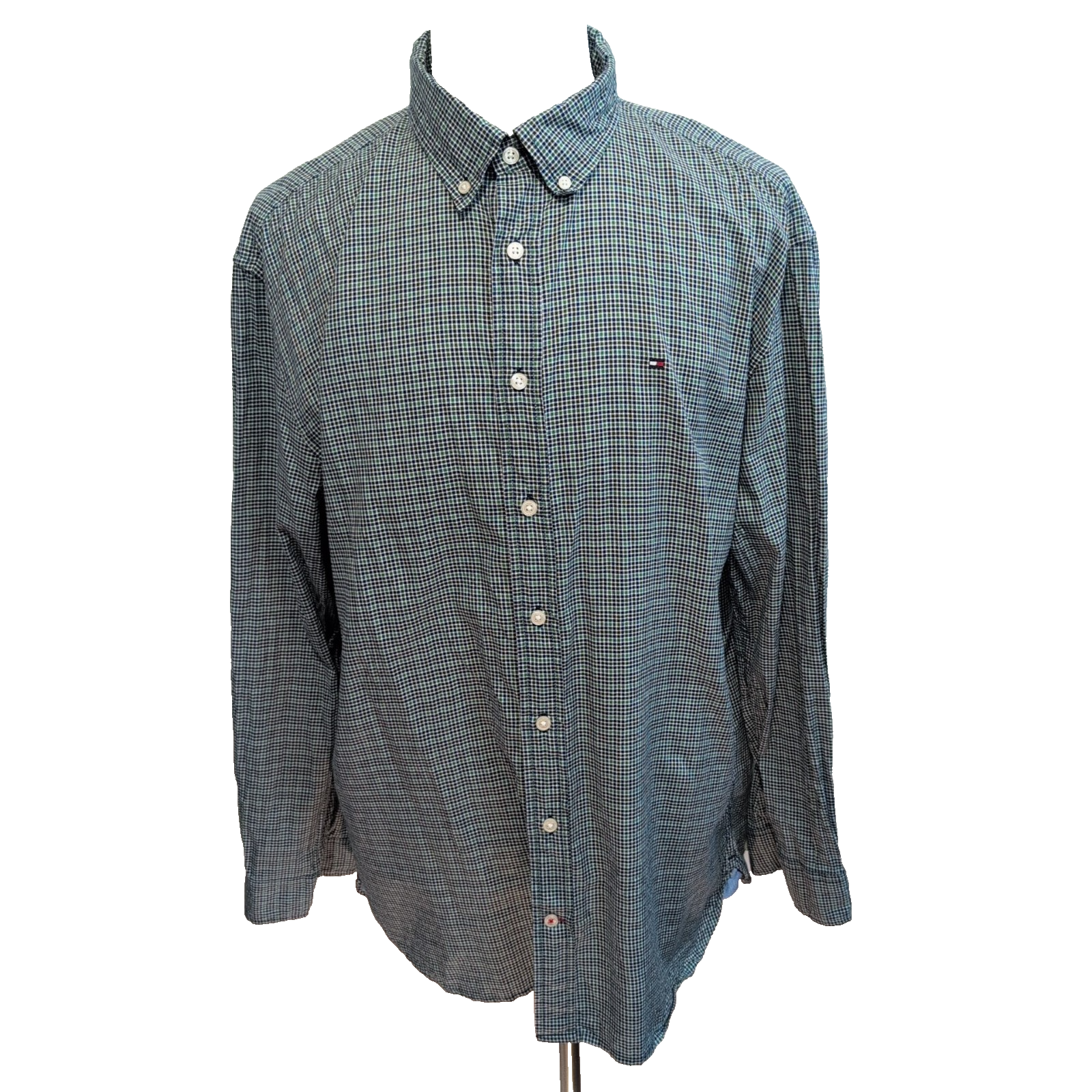 Chemise Tommy Hilfiger Verte À Petits Carreaux Regular Fit Taille XXL