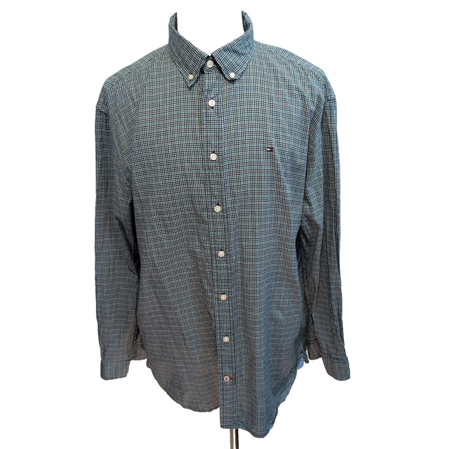 Chemise Tommy Hilfiger Verte À Petits Carreaux Regular Fit Taille XXL