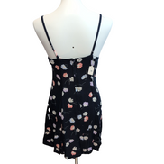 Robe d'Été Fleurie Noir Taille S Bretelles Fines Viscose