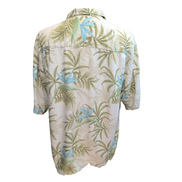 Chemise hawaïenne Tommy Bahama XL beige verte fleurie 100% soie manches courtes