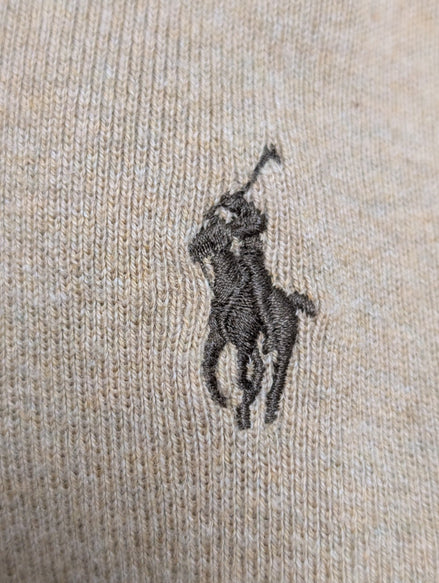 Pull Polo Ralph Lauren Col V 100% Coton Pima Crème Marron Clair - Taille XXL