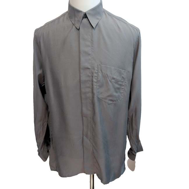 Chemise Ingram Made in Italy L Gris 100% Viscose Neuve Sans Étiquette