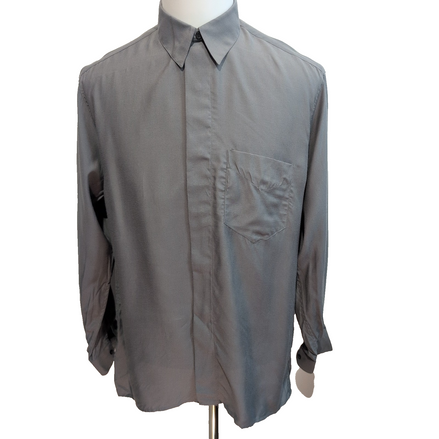 Chemise Ingram Made in Italy L Gris 100% Viscose Neuve Sans Étiquette