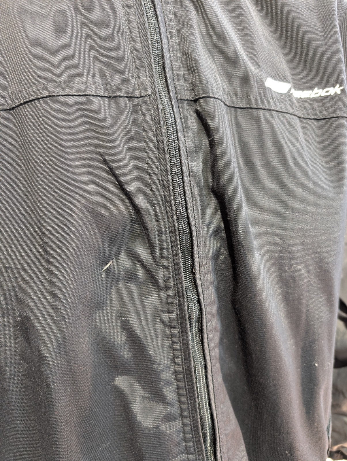 REEBOK Manteau Blouson Vintage Matelassé Noir Gris Capuche Col Taille L | 310BSR
