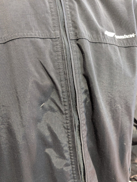 REEBOK Manteau Blouson Vintage Matelassé Noir Gris Capuche Col Taille L | 310BSR