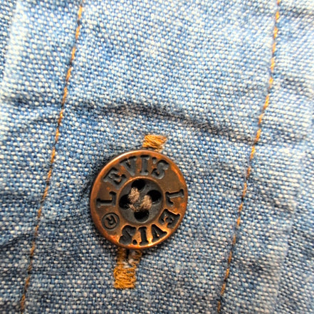 Chemise Levi's L Western Jean Bleu Made in Canada 2 Poches Coton