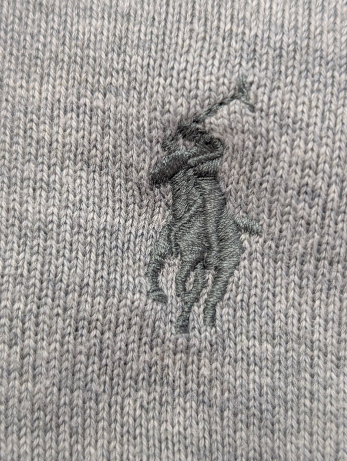 Pull Polo Ralph Lauren col V gris chiné logo gris Pima Cotton taille XL