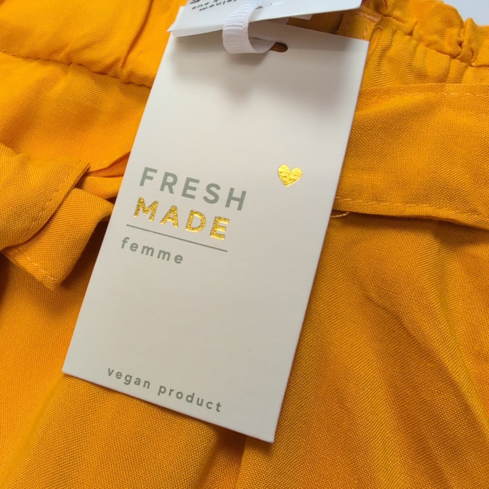Short Femme XS Fresh Made Jaune 100% Viscose Fluide Neuf