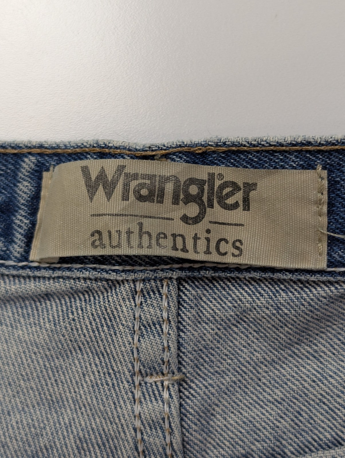 Jean Wrangler Homme Vintage Bleu Style Grunge Distressed Genou Troué W36 L31